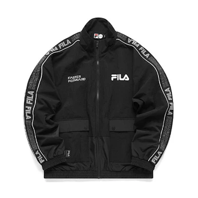 FILA Black Long-Sleeve Woven Track Jacket with Side Logo Tape T11M113708F-BK