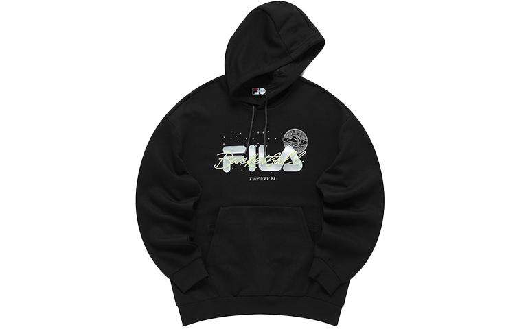 FILA Black Loose-Fit Hoodie with Logo Print T11M135206F-BK