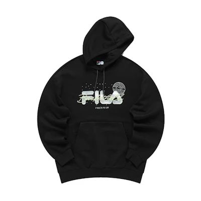 FILA Black Loose-Fit Hoodie with Logo Print T11M135206F-BK