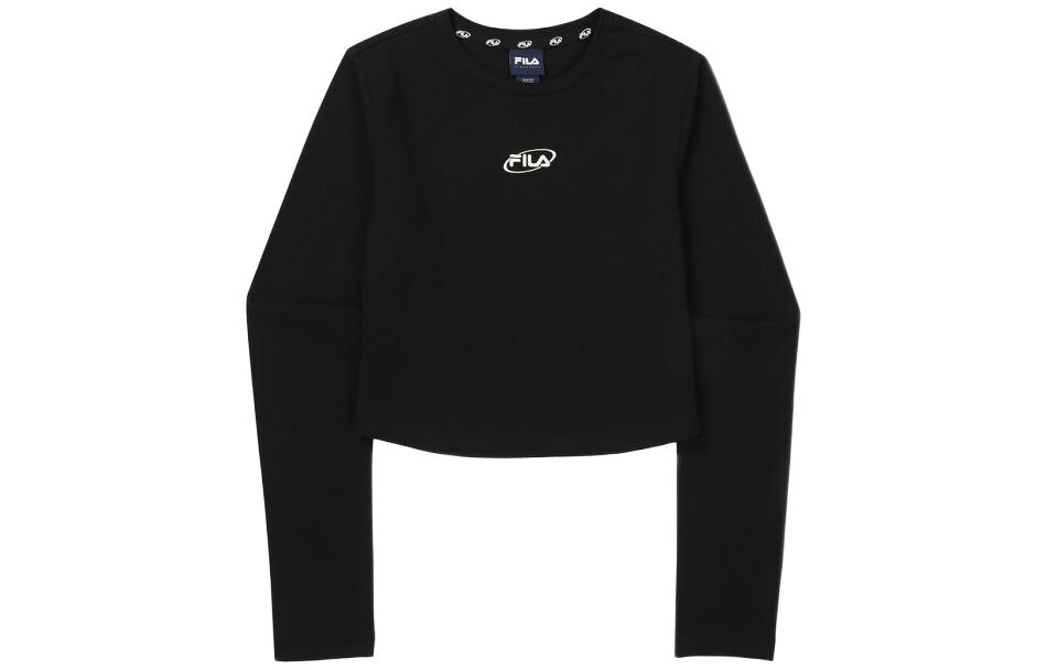 FILA Black Loose Fit Crewneck Letter Print Long-Sleeve Sweatshirt FS2RLF3151F-BLK