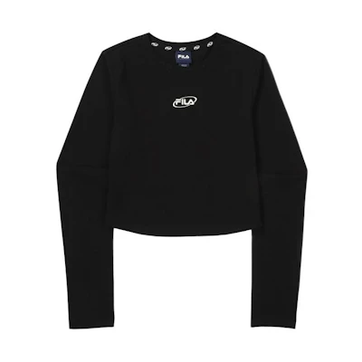FILA Black Loose Fit Crewneck Letter Print Long-Sleeve Sweatshirt FS2RLF3151F-BLK