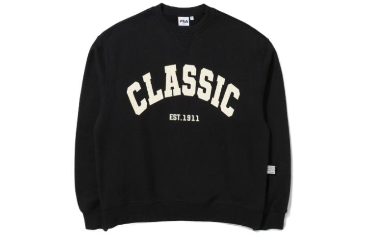FILA Black Loose Fit Crewneck Sweatshirt with Letter Print FE2POE5105X-BLK