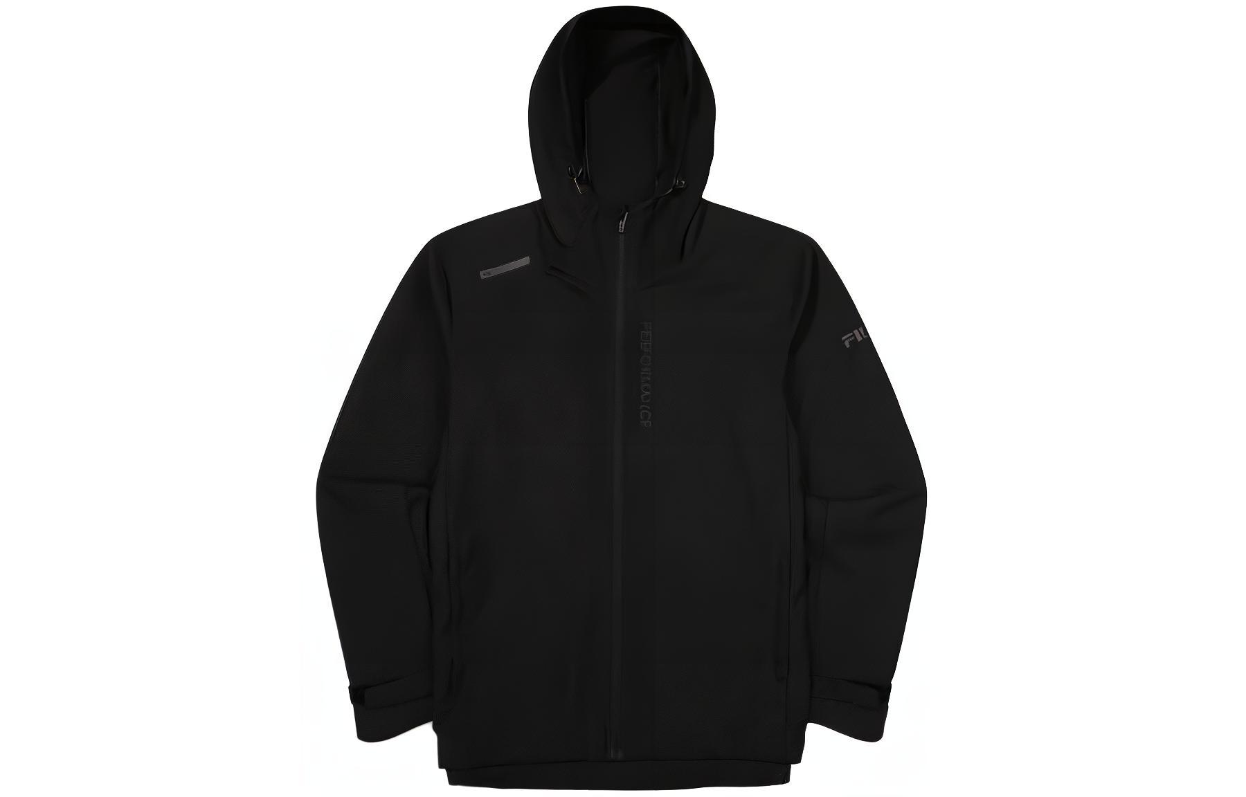 FILA Black Loose Fit Hoodie Jacket with Logo and Full Zip FS2JKG1203M-BLK