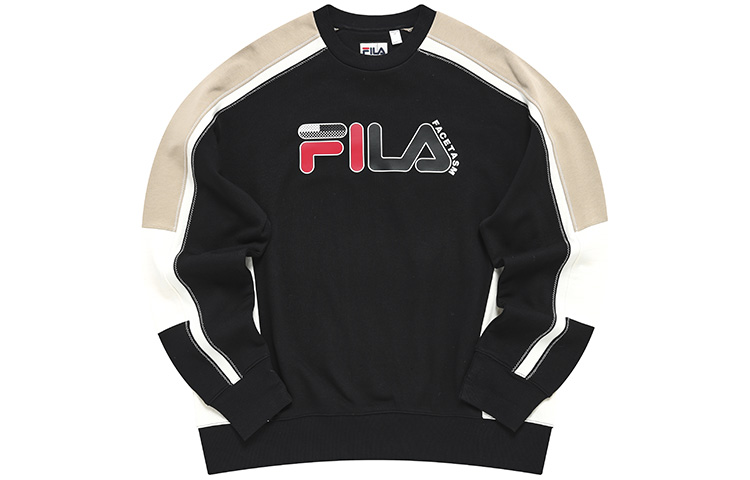FILA Black Loose Fit Logo Print Knit Pullover Sweatshirt T11M247207F-BK