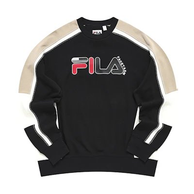 FILA Black Loose Fit Logo Print Knit Pullover Sweatshirt T11M247207F-BK