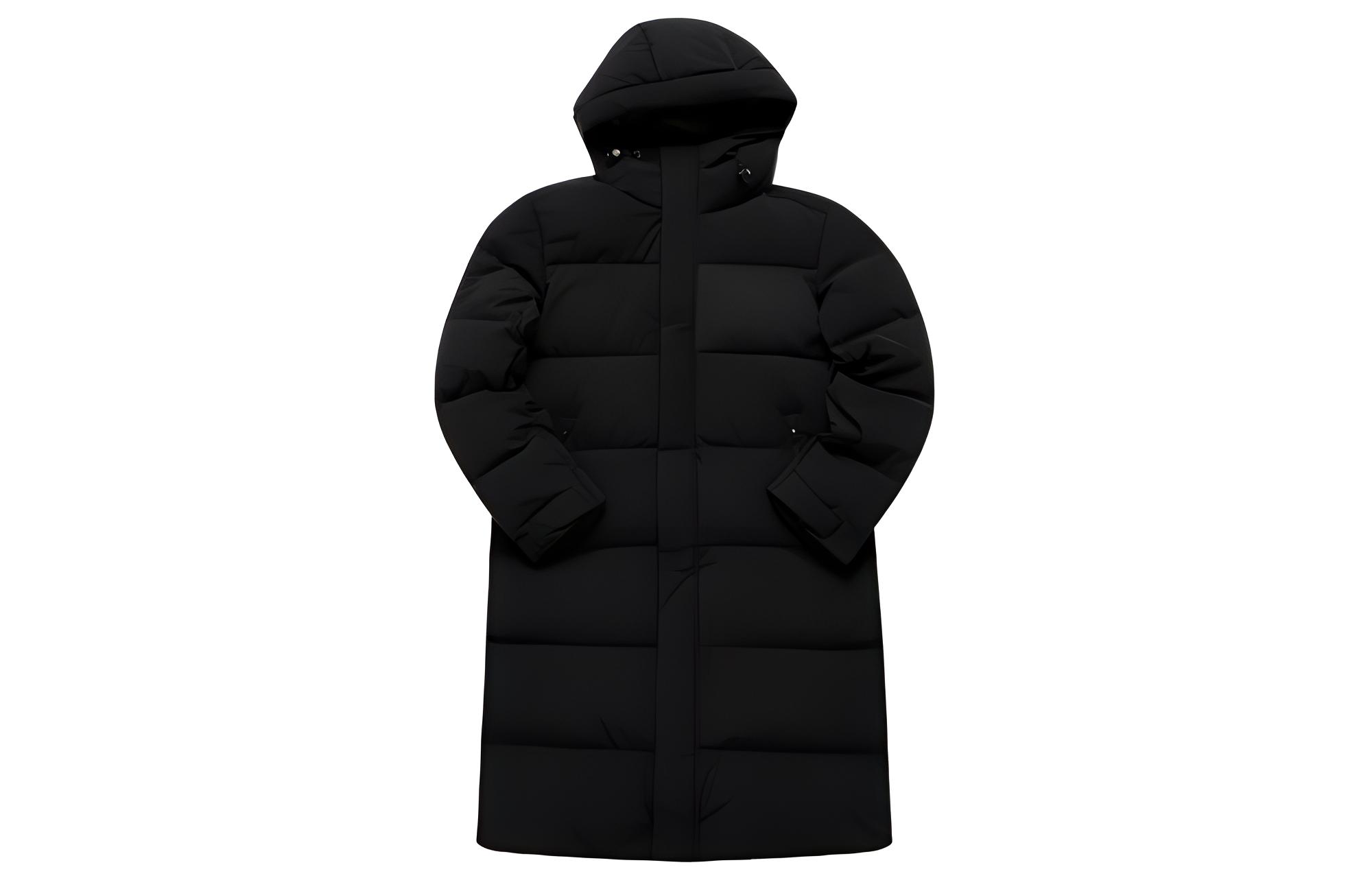 FILA Black Mid-Length Hooded Down Jacket F11M147906F-BK