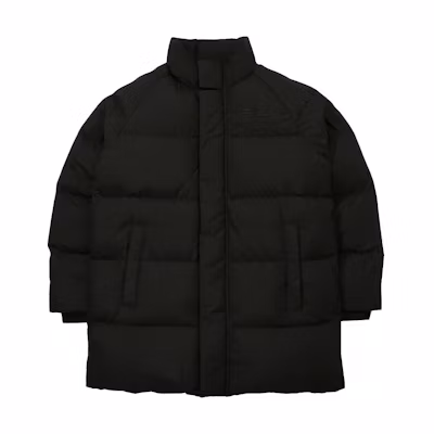 FILA Black Mid-Length Puffer Down Jacket with Stand Collar FS2DJD4102X-BLK