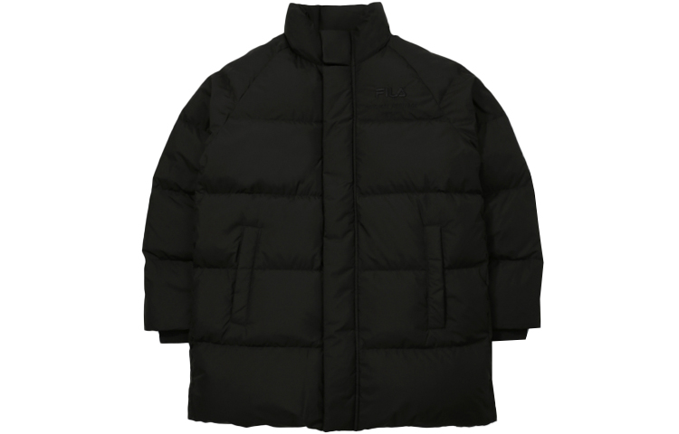 Order FILA Jaket Puffer Hitam Panjang Sedang dengan Kerah Standar FS2DJD4102X-BLK