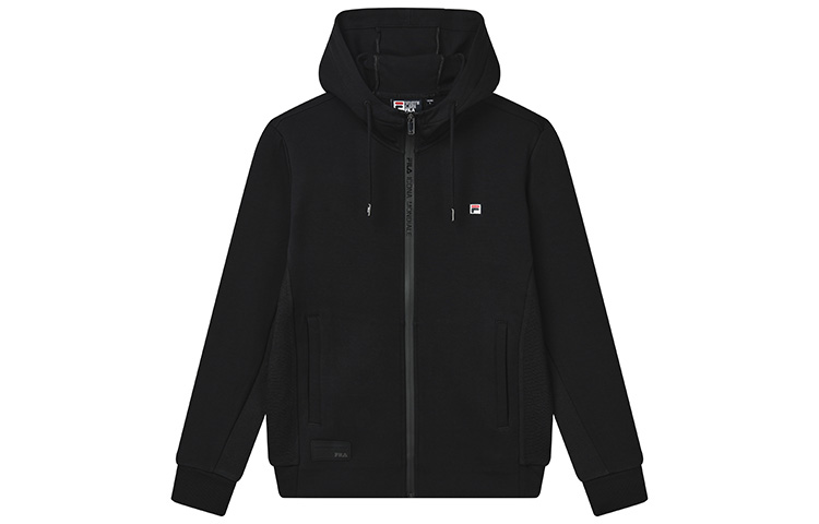 FILA Black Minimalist Knit Hoodie Jacket with Embroidered Logo F11M038516FBK