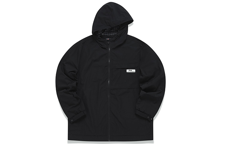 FILA Black Oversized Logo Hooded Sports Jacket F11M149702F-BK