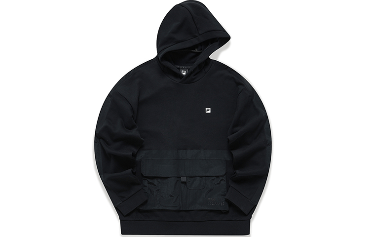 FILA Black Oversized Pocket Pullover Hoodie Sportswear A11M141224F-BK