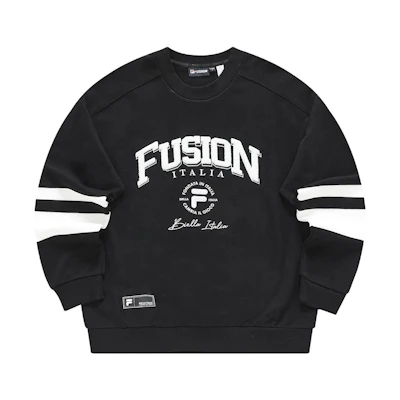 FILA Black Oversized Pullover Sweatshirt with Colorblock Letter Logo T11M345201F-BK