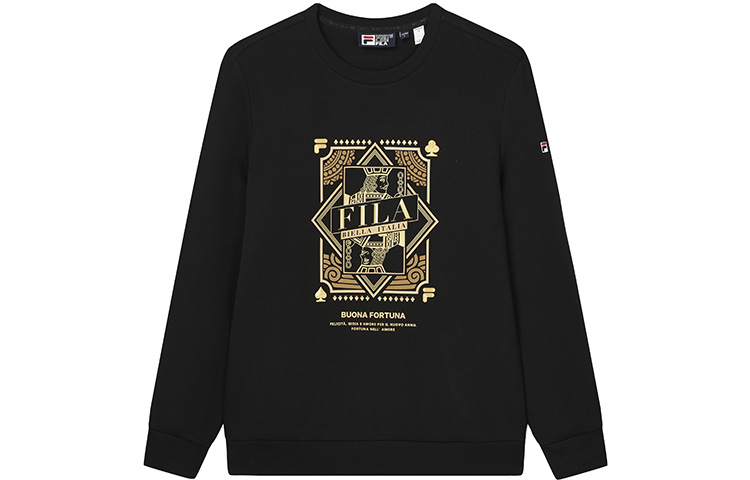 FILA Black Printed Casual Knit Pullover Sweatshirt F11M218217FBK