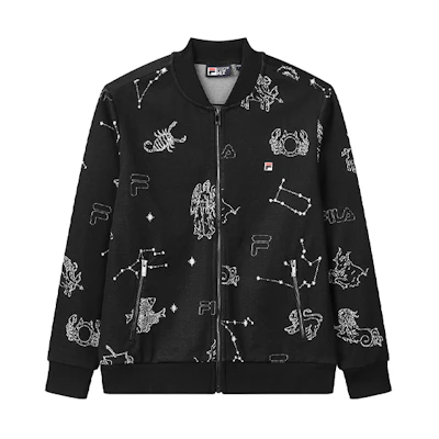 FILA Black Printed Knit Casual Sports Jacket F11M038507F-BK