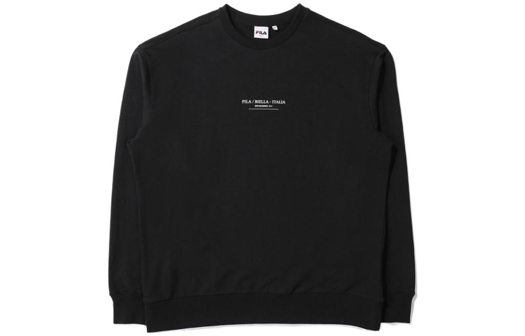 FILA Black Pullover Crewneck Sweatshirt with Letter Print Design FS2POE1110X-BLK