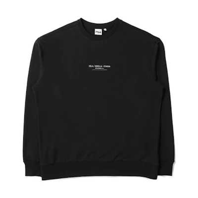 FILA Black Pullover Crewneck Sweatshirt with Letter Print Design FS2POE1110X-BLK