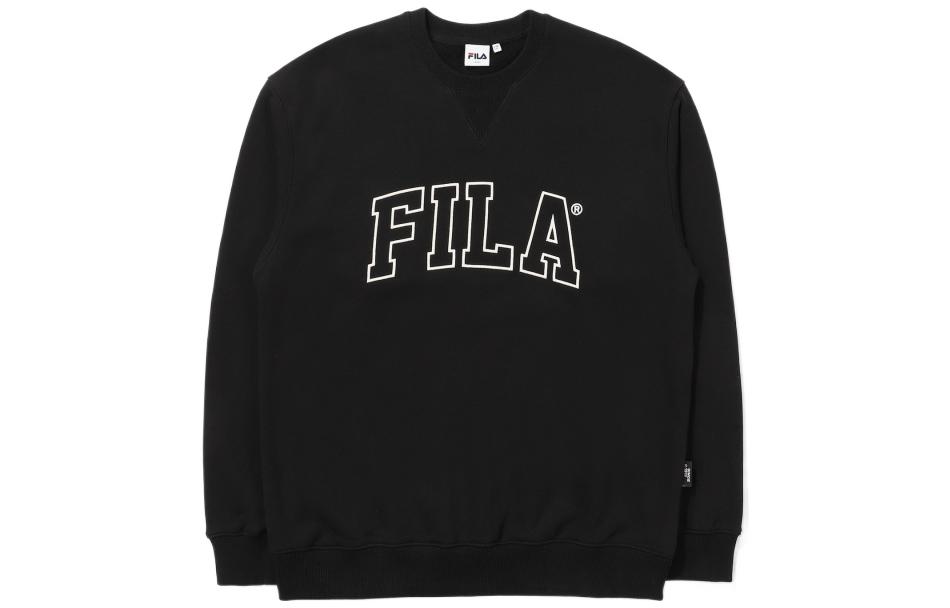 FILA Black Pullover Crewneck Sweatshirt with Letter Print FE2POE6303X-BLK
