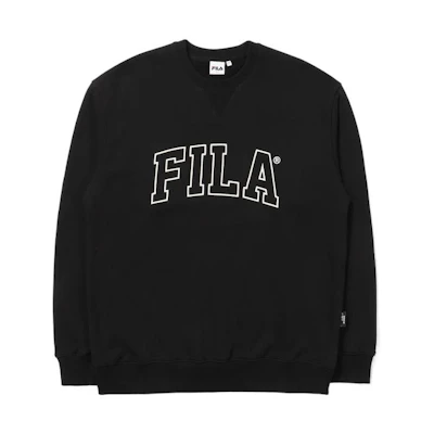 FILA Black Pullover Crewneck Sweatshirt with Letter Print FE2POE6303X-BLK