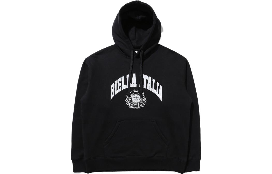 FILA Black Pullover Hoodie with Casual Letter Print FS2POD4104XBLK