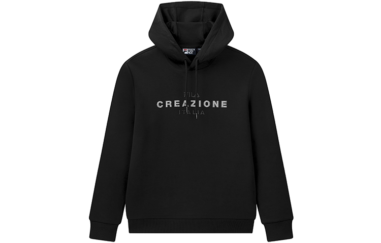 FILA Black Pullover Hoodie with Letter Print Design F11M048253F-BK