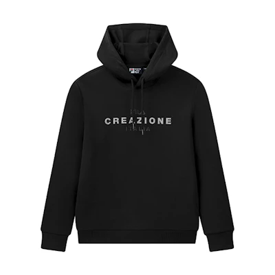 FILA Black Pullover Hoodie with Letter Print Design F11M048253F-BK