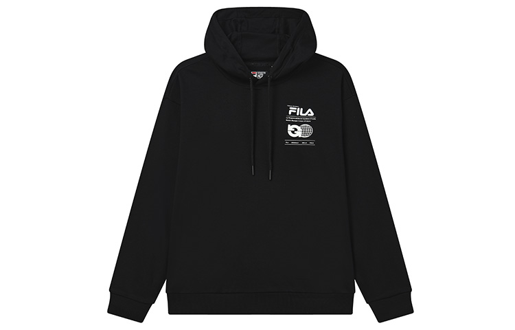 FILA Black Pullover Hoodie with Letter Print F11M239204F-BK