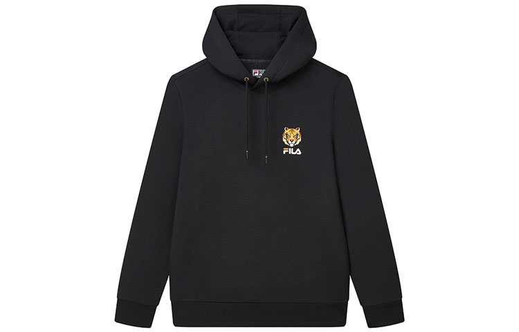 FILA Black Pullover Hoodie with Logo Print F11M148208F-BK