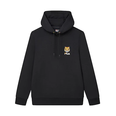 FILA Black Pullover Hoodie with Logo Print F11M148208F-BK