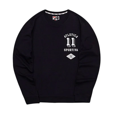 FILA Black Pullover Knit Sweatshirt Casual Sportswear T11M035205F-BK