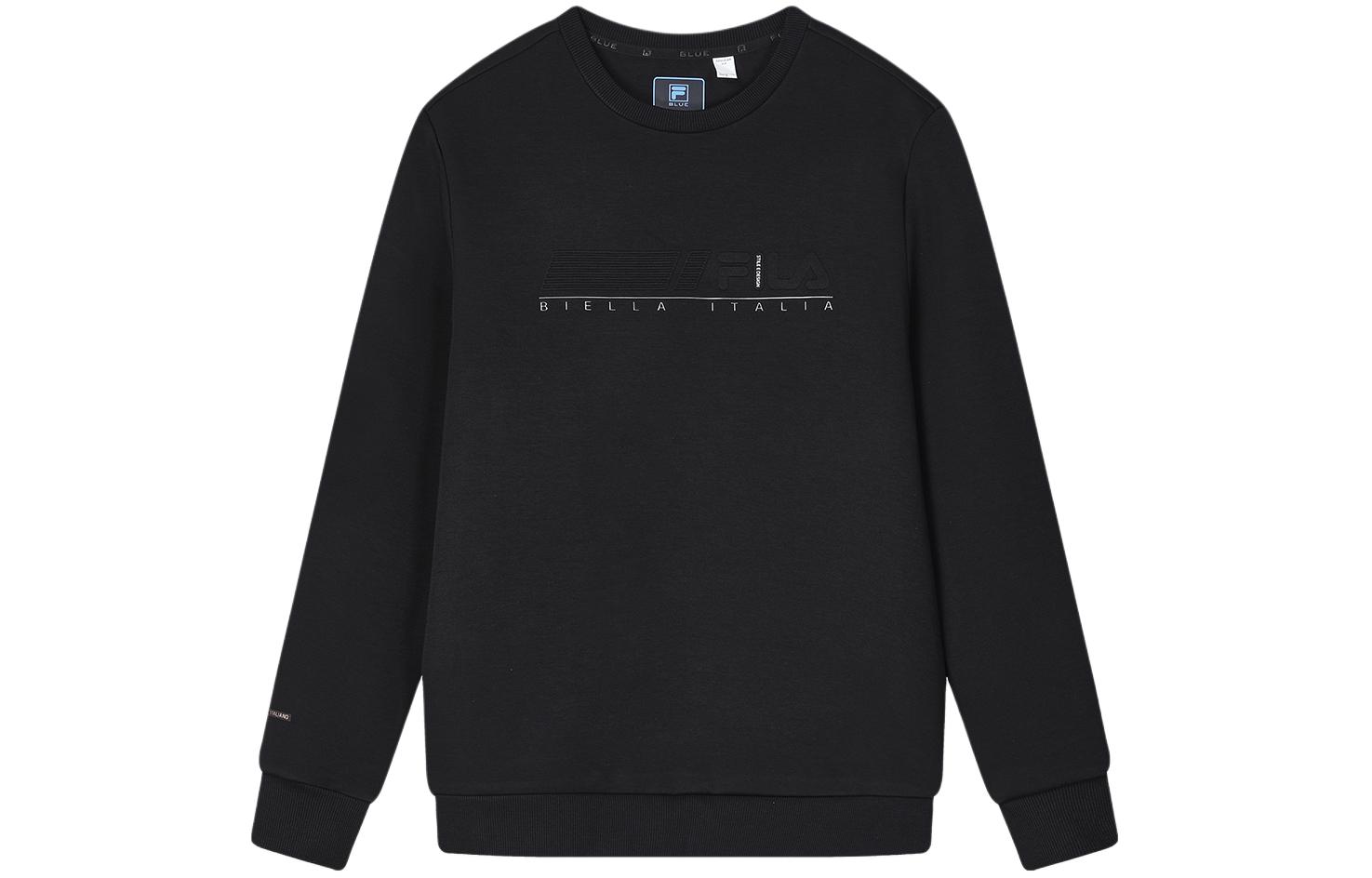 FILA Black Pullover Knit Sweatshirt with Letter Print Design F11M412207F-BK