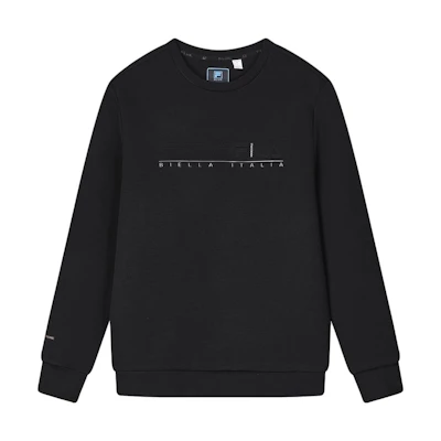 FILA Black Pullover Knit Sweatshirt with Letter Print Design F11M412207F-BK