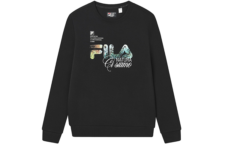 FILA Black Pullover Knit Sweatshirt with Letter Print Casual Design F11M248206FBK