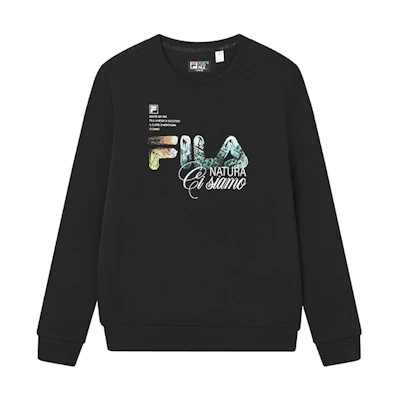 FILA Black Pullover Knit Sweatshirt with Letter Print Casual Design F11M248206FBK