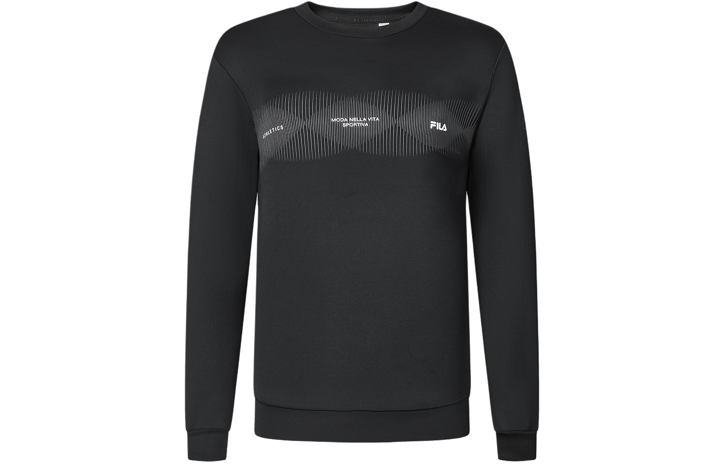 FILA Black Pullover Knit Sweatshirt with Letter Print for Fitness A11M411210F-BK