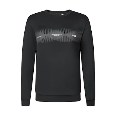 FILA Black Pullover Knit Sweatshirt with Letter Print for Fitness A11M411210F-BK