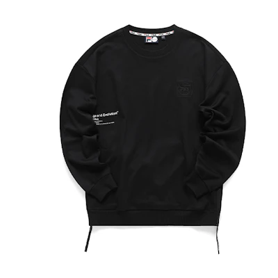 FILA Black Pullover Sweatshirt with Embroidered Lettering T11M111214F-BK
