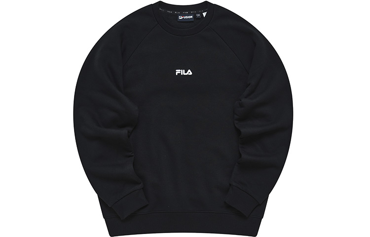 FILA Black Pullover Sweatshirt with Embroidered Logo and Fleece Lining T11M245209F-BK