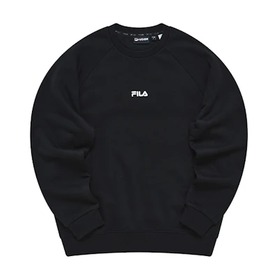 FILA Black Pullover Sweatshirt with Embroidered Logo and Fleece Lining T11M245209F-BK