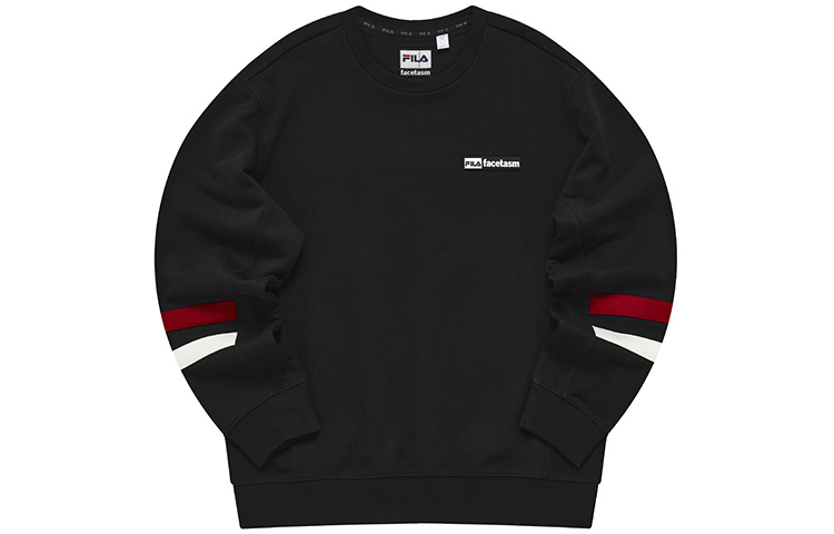 FILA Black Pullover Sweatshirt with Logo and Side Striped Sleeves T11M247208F-BK
