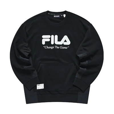 FILA Black Pullover Sweatshirt with Logo Design T11M311211F-BK