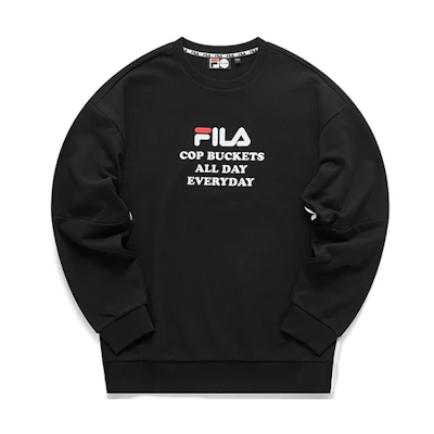 FILA Black Pullover Sweatshirt with Logo Design T11M042231FBK