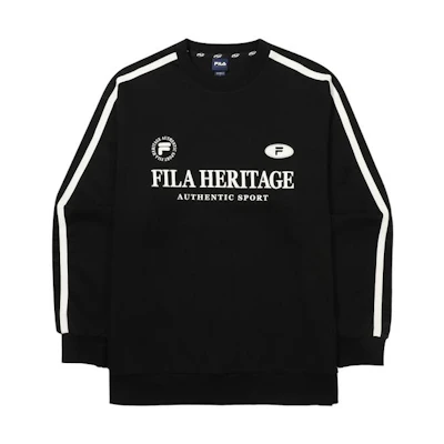FILA Black Retro Loose-Fit Crewneck Long-Sleeve Sweatshirt with Letter Print FE2POF6101X-BLK