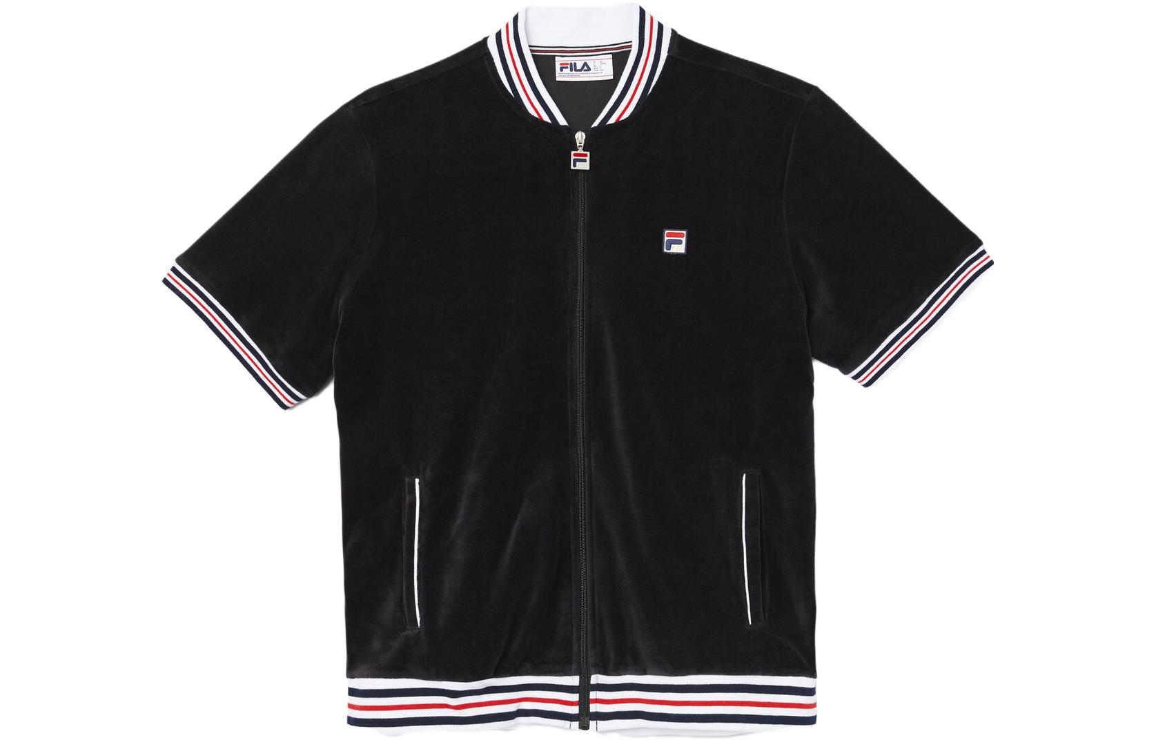 FILA Black Short-Sleeve Jacket with Zipper and Graphic Logo LM21C528-001
