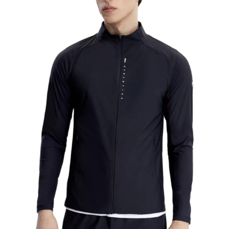 Shop FILA 黑色修身运动夹克 搭配简约logo设计 A11M321504F-BK