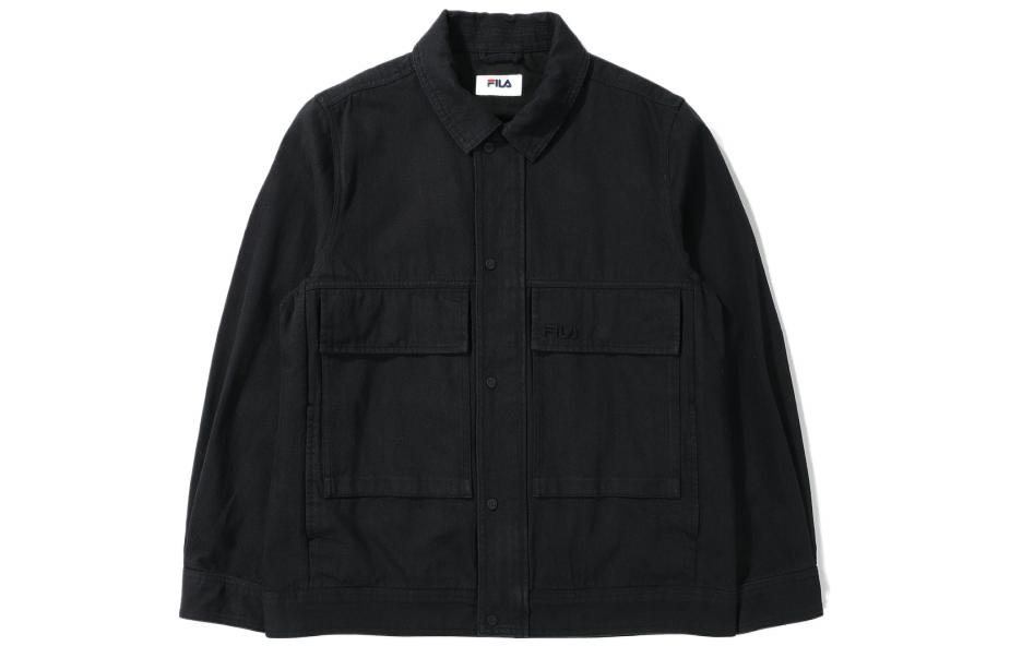 FILA Black Solid Color Multi-Pocket Button-Up Jacket FS2JKE1101X-BLK