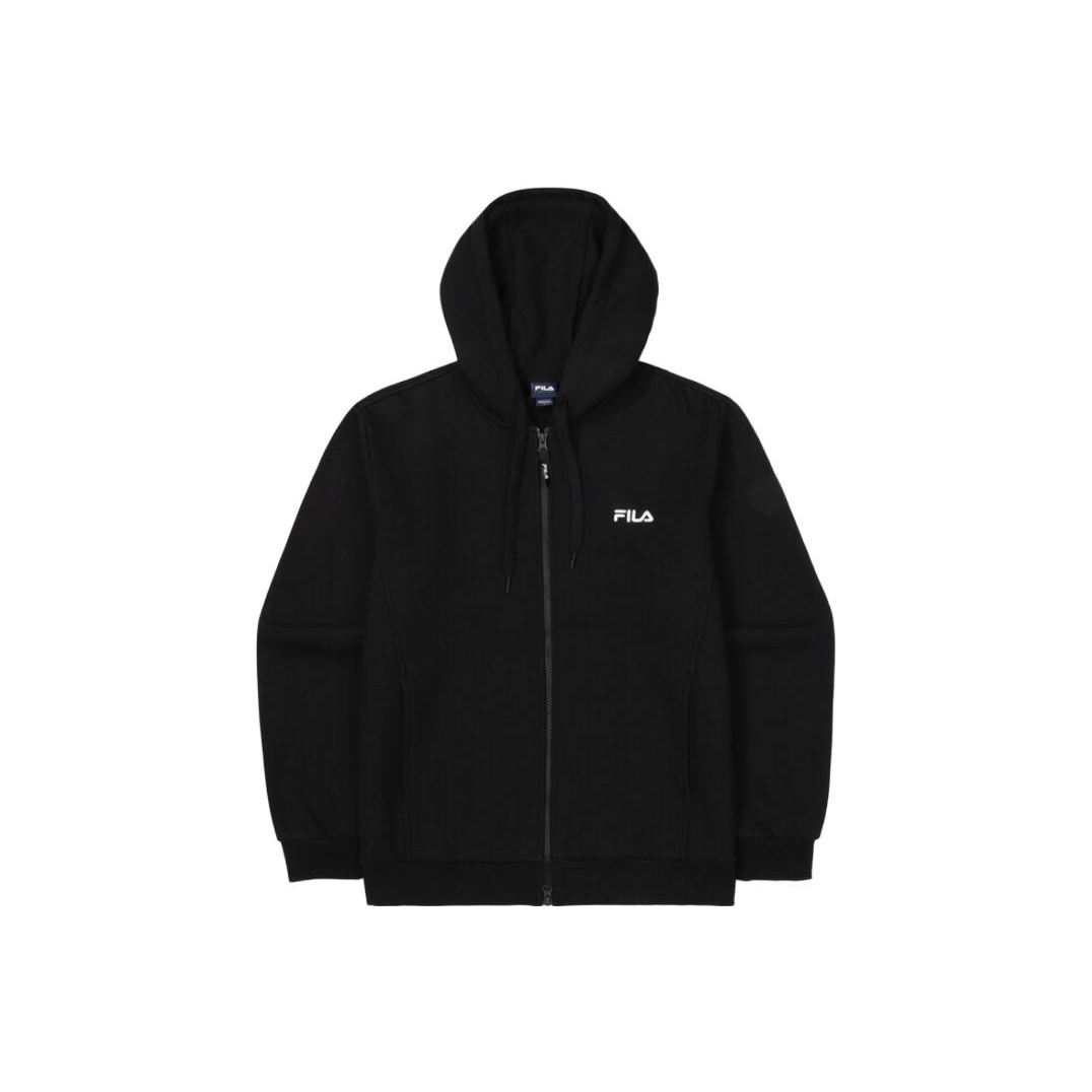 FILA Black Solid Color Zip-Up Hooded Casual Jacket FS2FTF4102X-BLK