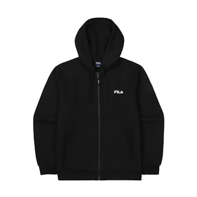 FILA Black Solid Color Zip-Up Hooded Casual Jacket FS2FTF4102X-BLK