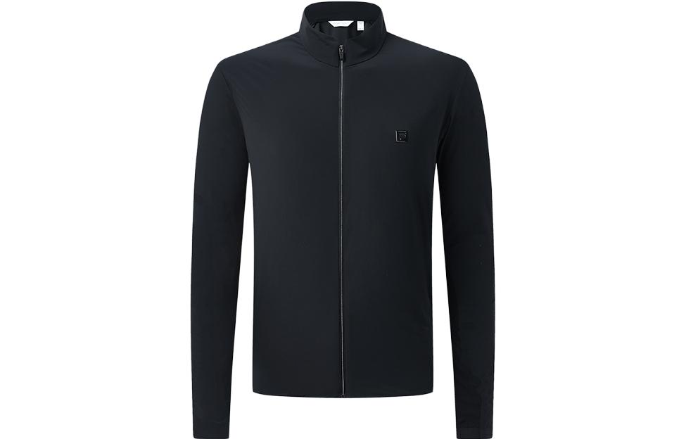 FILA Black Solid Color Zip-Up Jacket with Stand Collar A11M325708F-BK