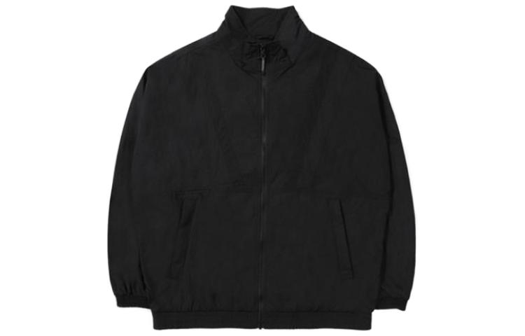 FILA Black Solid Color Zip-Up Loose Fit Jacket with Stand Collar FS2JKE2182X-BLK