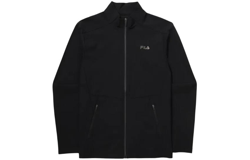 FILA Black Solid Color Zip-Up Slim Fit Jacket FS2FTG2201M-BLK